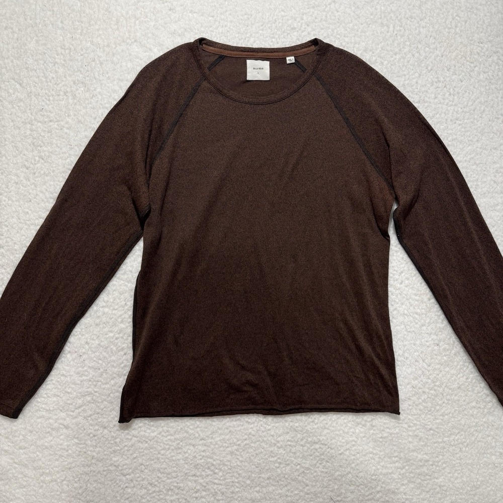 Billy Reid Mens XL‎ Brown Thermal Knit Outdoors Lightweight Long Sleeve T